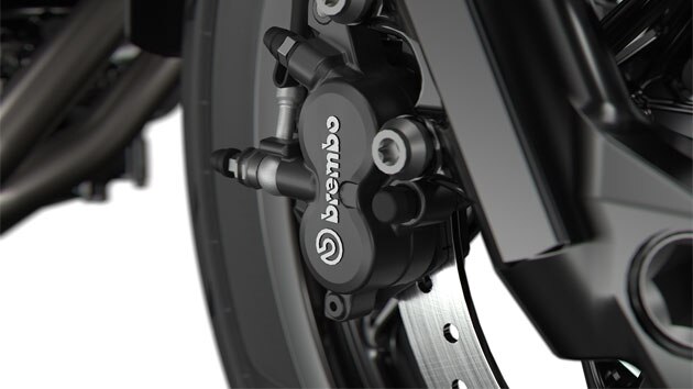 Na zdjęciu układ hamulcowy Brembo w kolorze czarnym.