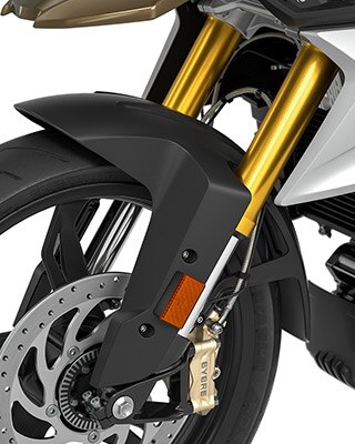 Widzimy odwrócony, anodowany na złoto widelec G 310 GS.