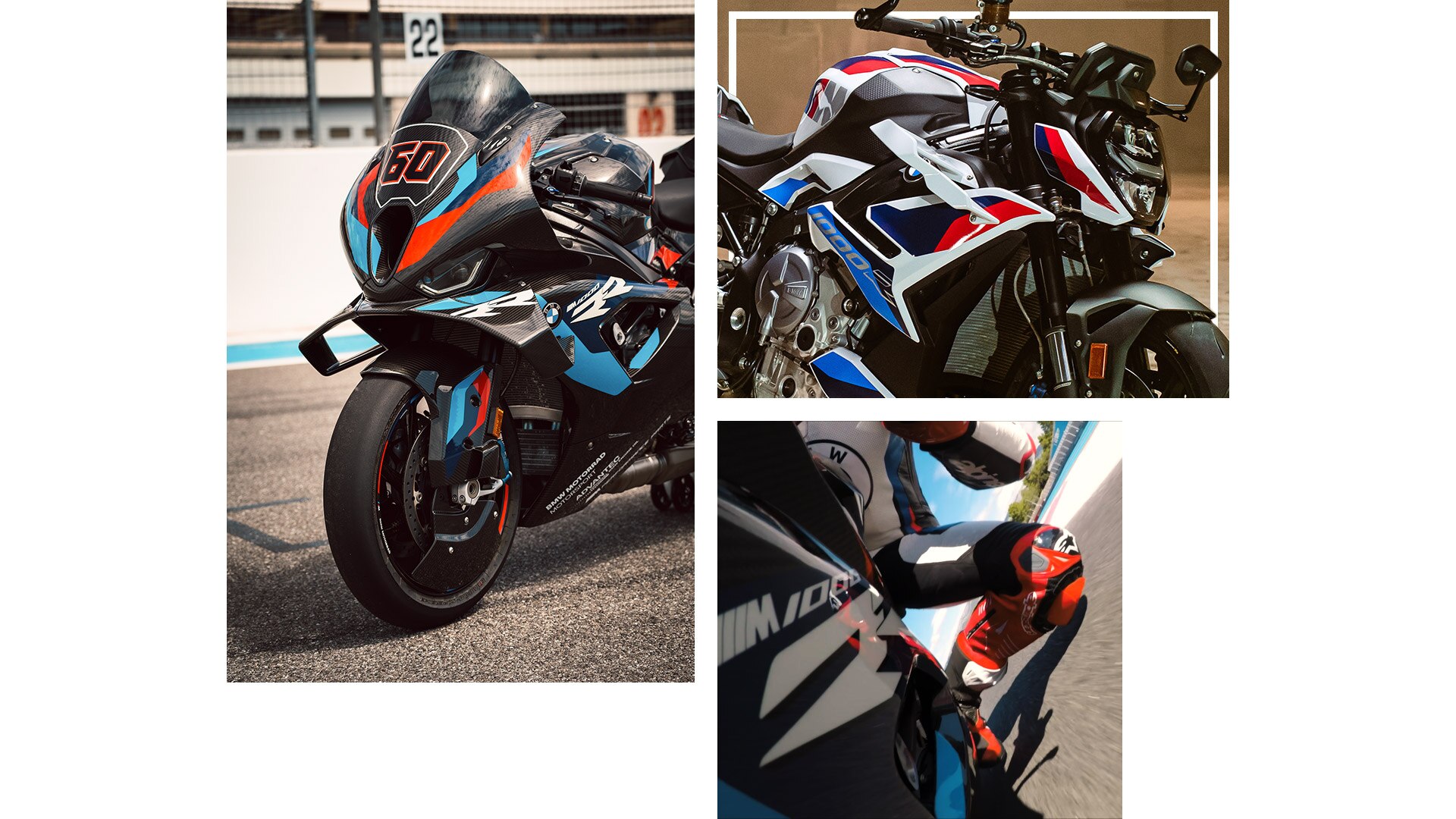 Kolaż z użyciem zdjęć M 1000 RR i M 1000 R.