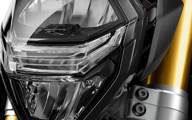 Tak wygląda reflektor przedni F 900 R z adaptacyjnym oświetleniem zakrętu.