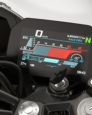 Tryby jazdy Pro i 6,5-calowy wyświetlacz TFT w modelu F 450 RR marki BMW Motorrad