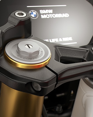 Widelec typu upside-down o średnicy 43 mm w kolorze złotym w modelu F 450 RR marki BMW Motorrad