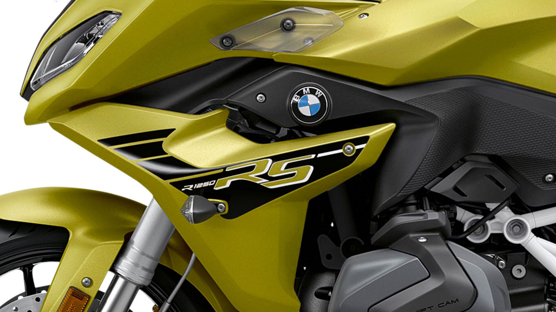 R 1250 RS w stylistyce Style Sport i kolorze Austin yellow metallic mat.