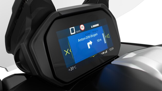 Na zdjęciu wyświetlacz TFT w systemie BMW Motorrad Connectivity.